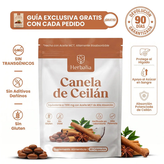 Canela de Ceilán con Aceite MCT – Equivalente a 7200 mg