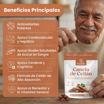 Canela de Ceilán con Aceite MCT – Equivalente a 7200 mg